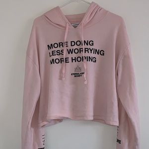 Mighty fine pink sweater crop top💕